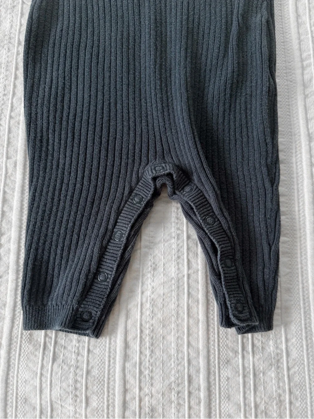 Carter’s Baby Boy Ribbed Knit One-Piece Romper Sweater Jumpsuit in Charcoal Navy
